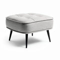 Ottoman aus grauem stoff mit schwarzem holzgestell 60 x 60 x 40cm