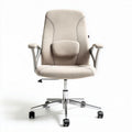 Bürostuhl mit ergonomischer Rückenlehne aus Stoff in beige 60 x 60 x 100cm