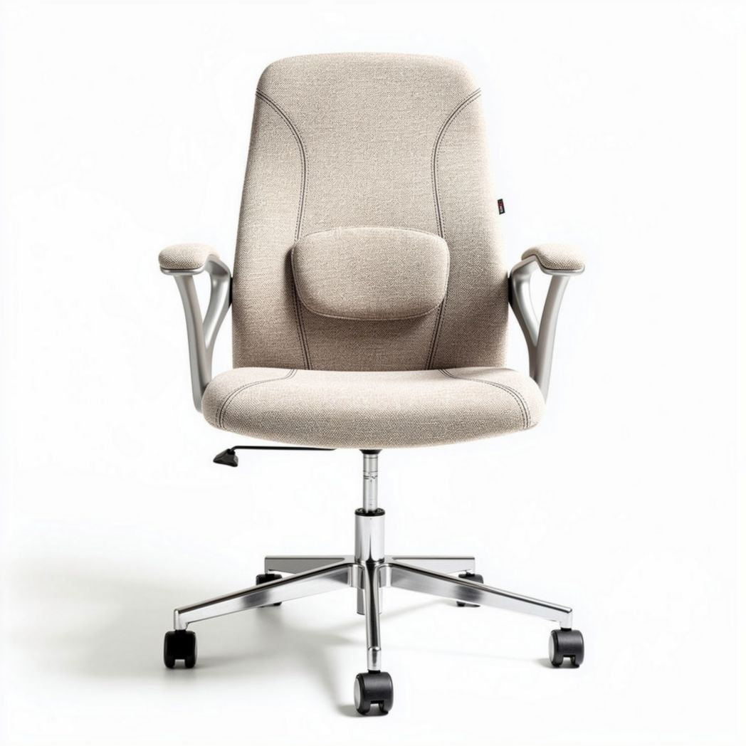 Bürostuhl mit ergonomischer Rückenlehne aus Stoff in beige 60 x 60 x 100cm