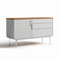 Sideboard aus weißem Holz mit Eiche Optik und zwei Schubladen 150 x 40 x 75cm