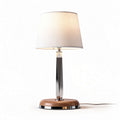 Tischlampe mit stoffschirm und holzsockel aus eisen und glas 30 x 25 x 50cm