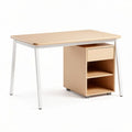 Schreibtisch aus holz mit schublade und offenen fächern in beige 120 x 60 x 75cm
