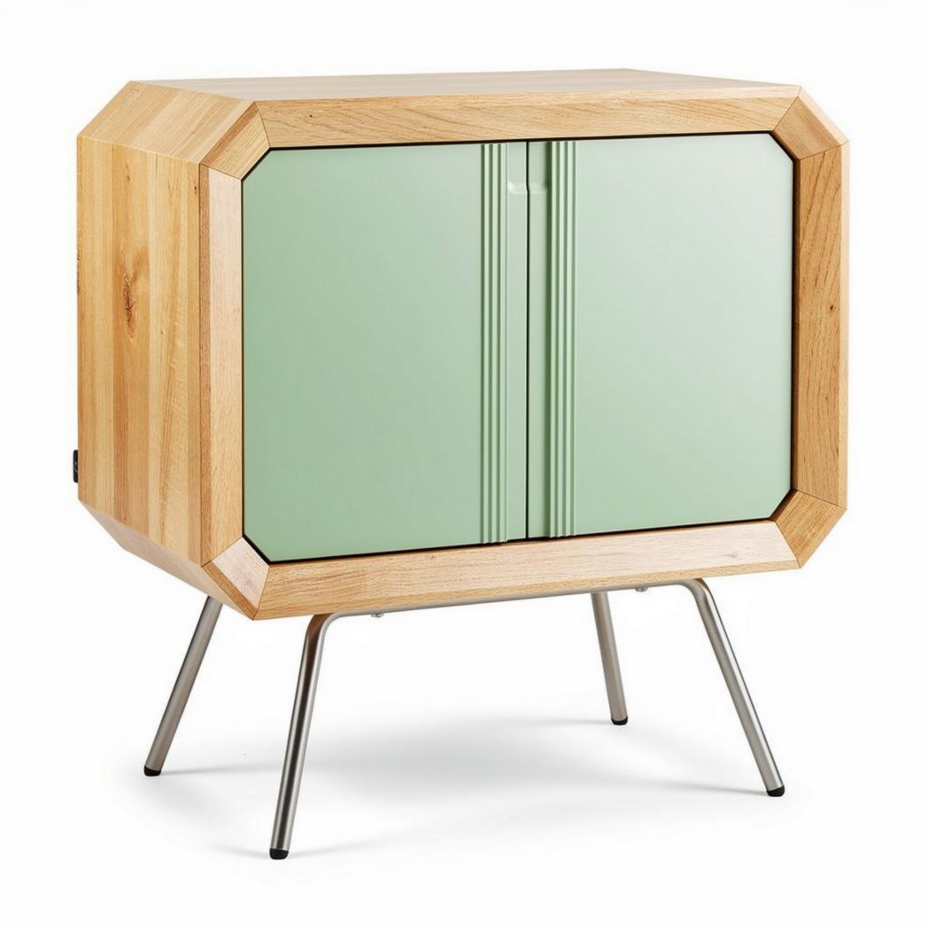 Holzschrank mit glastüren in grün 50 x 40 x 50 cm im skandinavischen stil