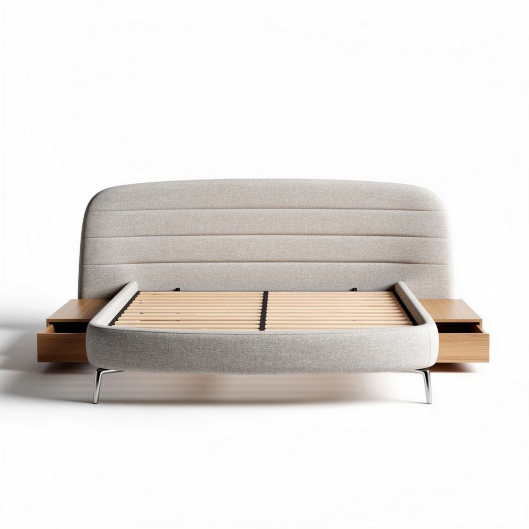 Schlafsofa mit holzrahmen und flexiblem bettgestell in grau 200 x 120 x 90cm
