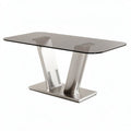 Esstisch aus gehärtetem Glas und Edelstahl 150 x 80 x 75cm in modernem Design