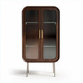 Vitrine aus Holz und Glas in walnut mit maße 80 x 40 x 140 cm