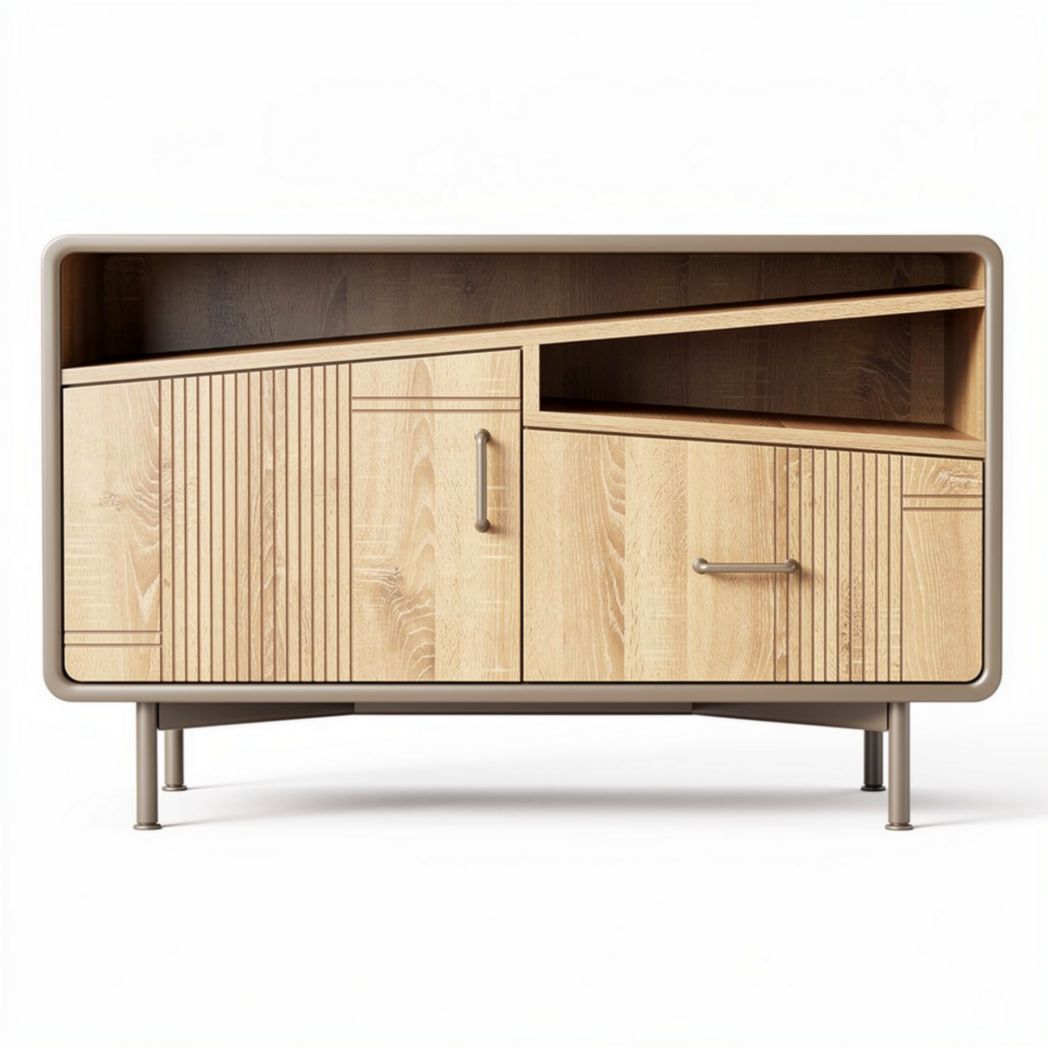 Sideboard aus hellem Holz mit Schublade und offener Ablagefläche 90 x 40 x 50cm